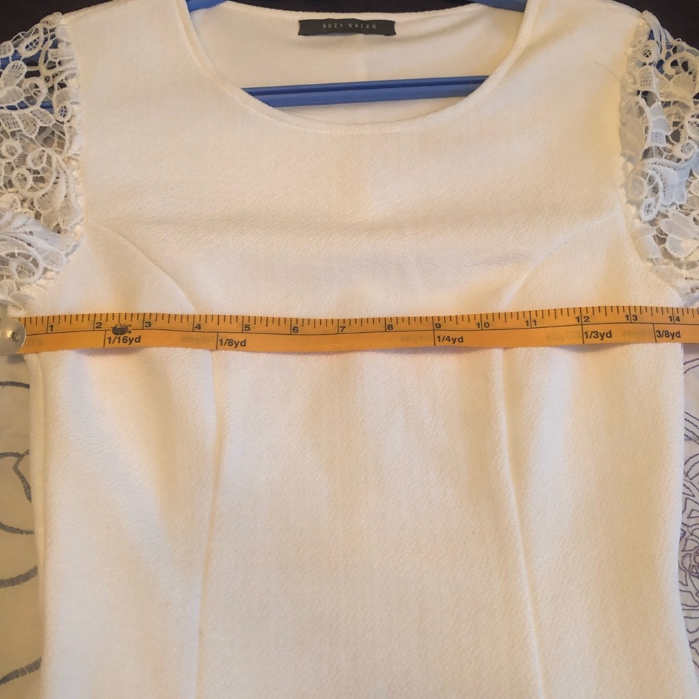 Suzy Shier White Dress Lace Sleeves Size XS - Picture 5 of 8